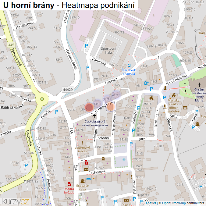 Mapa U horní brány - Firmy v ulici.