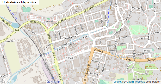 U střelnice - mapa ulice