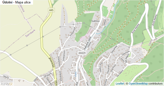 Údolní - mapa ulice