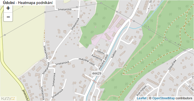 Údolní - mapa podnikání
