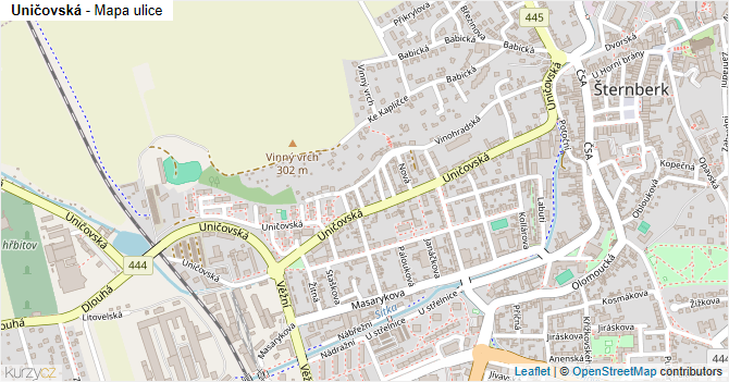 Uničovská - mapa ulice