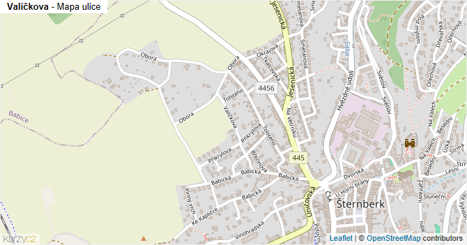 Valíčkova - mapa ulice