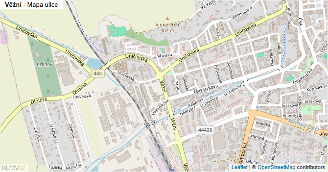 Věžní - mapa ulice