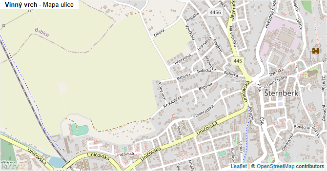 Vinný vrch - mapa ulice