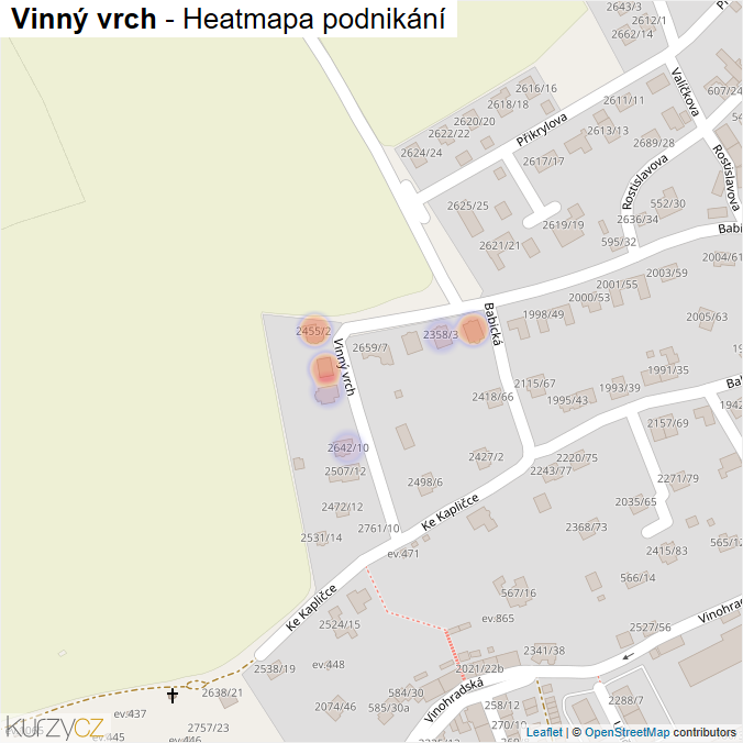 Mapa Vinný vrch - Firmy v ulici.