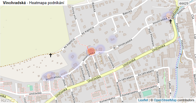 Vinohradská - mapa podnikání