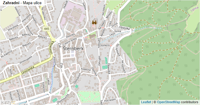 Zahradní - mapa ulice