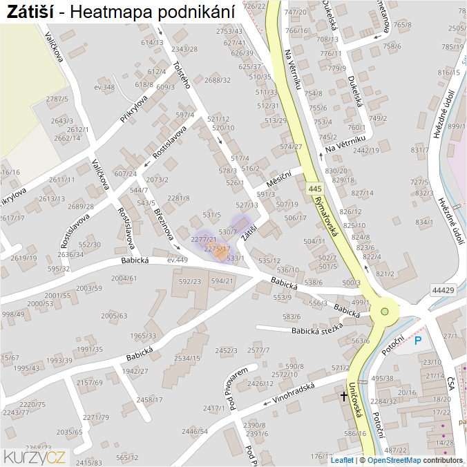 Mapa Zátiší - Firmy v ulici.