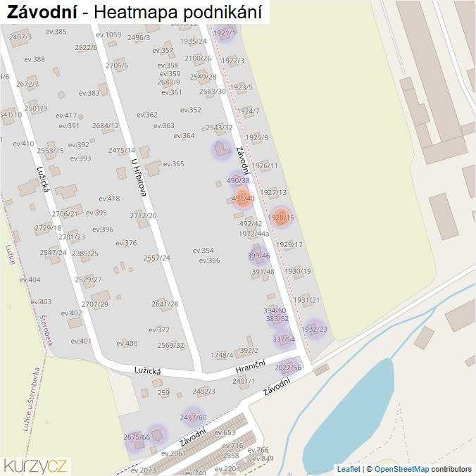 Mapa Závodní - Firmy v ulici.