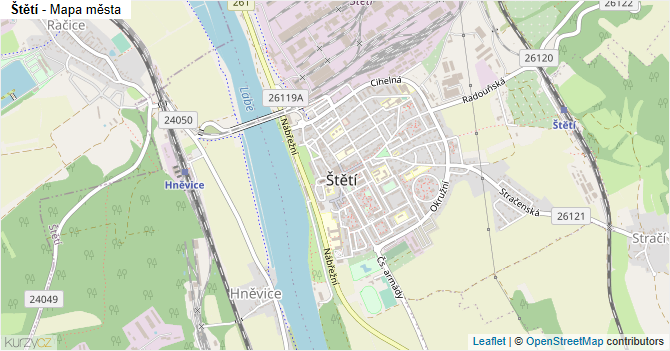 Štětí - mapa města