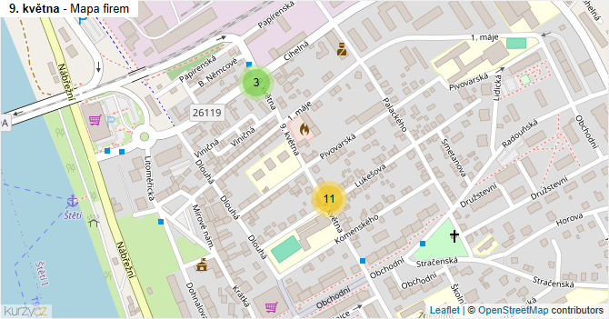 9. května - mapa firem