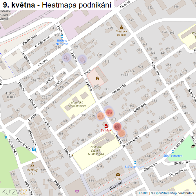 Mapa 9. května - Firmy v ulici.