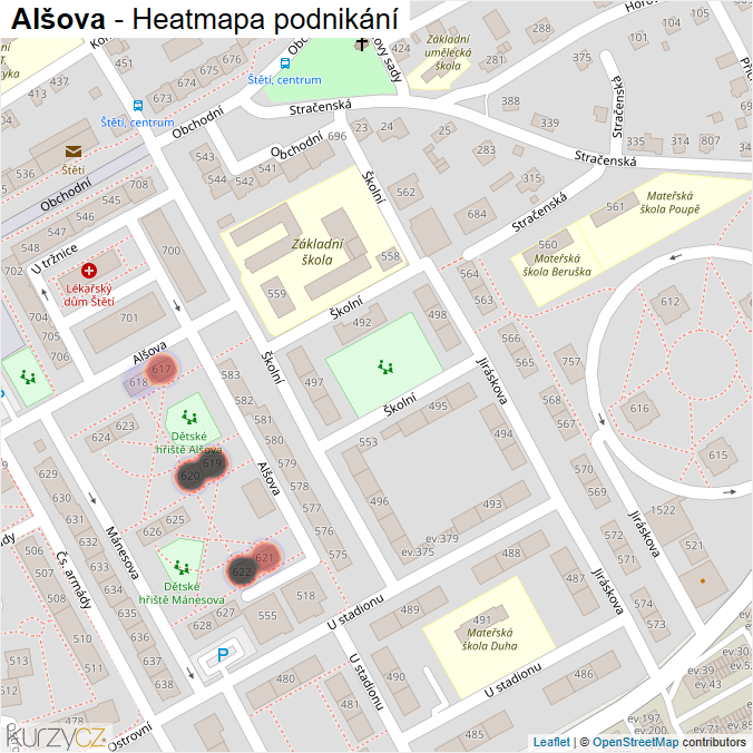 Mapa Alšova - Firmy v ulici.