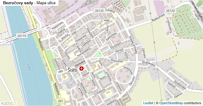Bezručovy sady - mapa ulice