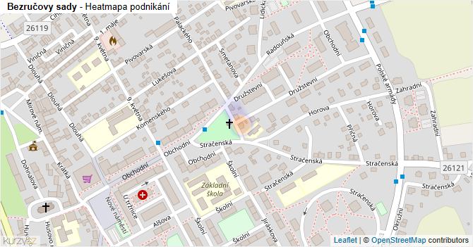 Bezručovy sady - mapa podnikání