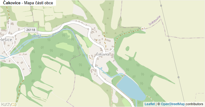 Čakovice - mapa části obce