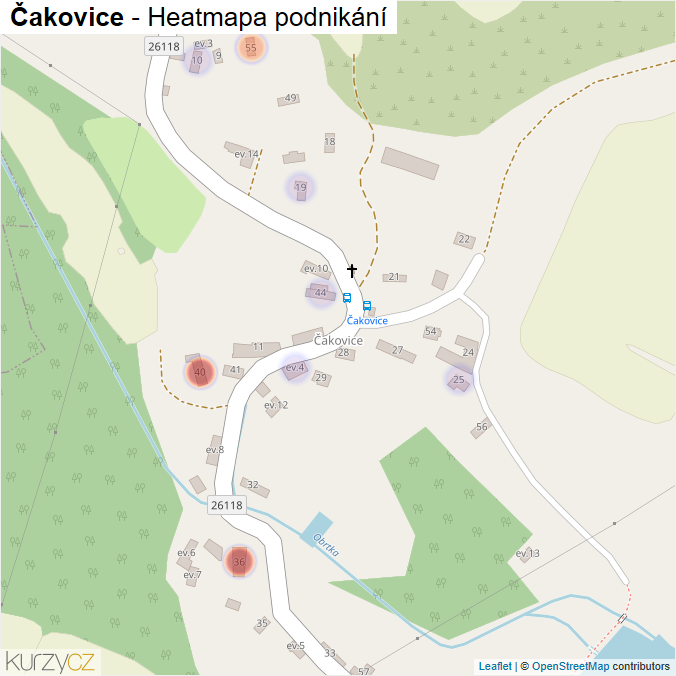 Mapa Čakovice - Firmy v části obce.