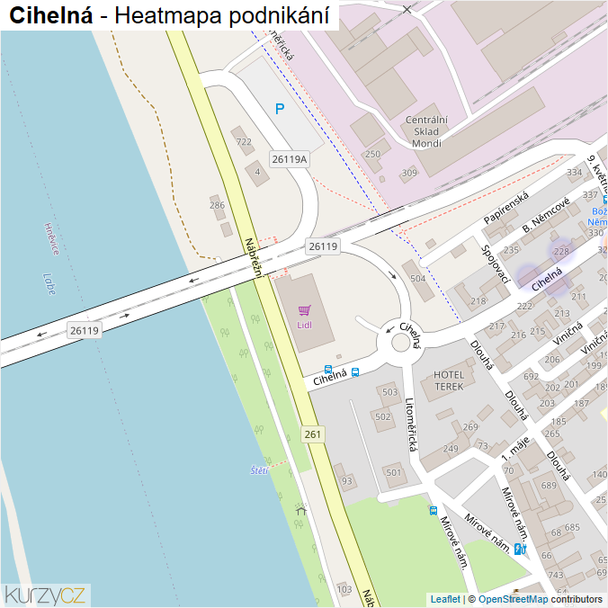 Mapa Cihelná - Firmy v ulici.