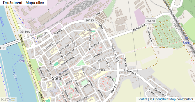 Družstevní - mapa ulice
