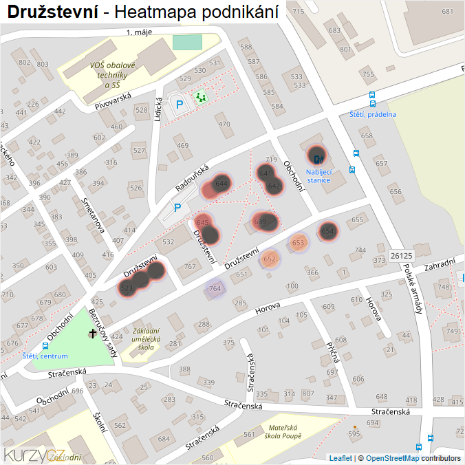 Mapa Družstevní - Firmy v ulici.