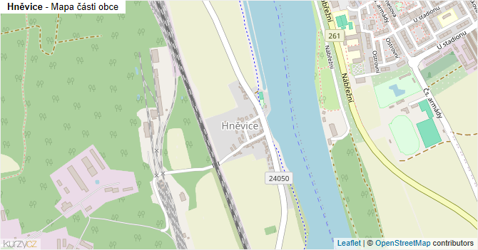 Hněvice - mapa části obce