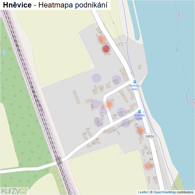 Mapa Hněvice - Firmy v části obce.
