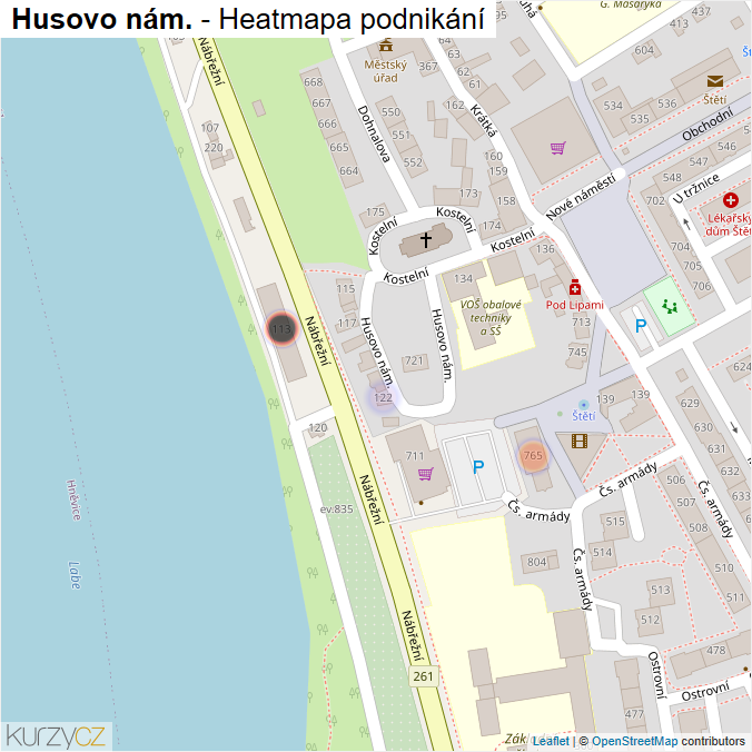 Mapa Husovo nám. - Firmy v ulici.