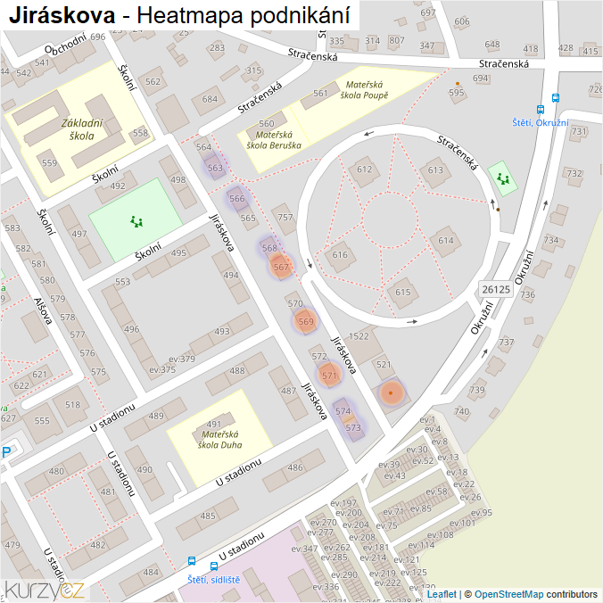 Mapa Jiráskova - Firmy v ulici.