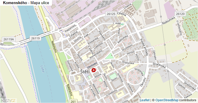 Komenského - mapa ulice