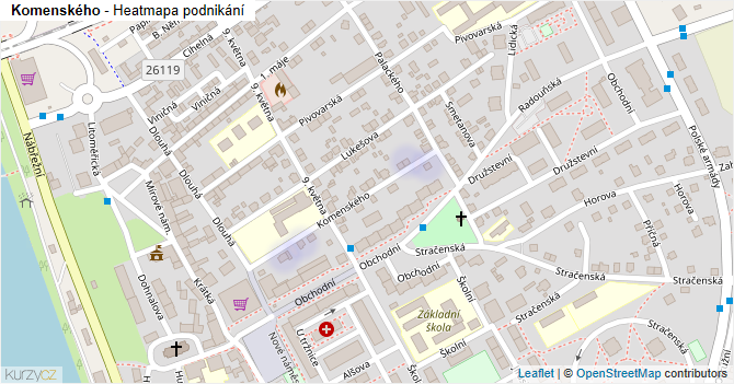 Komenského - mapa podnikání