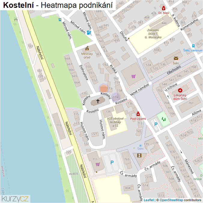 Mapa Kostelní - Firmy v ulici.