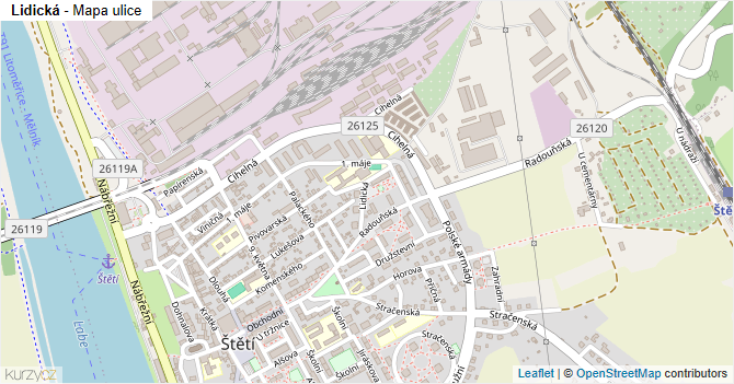 Lidická - mapa ulice