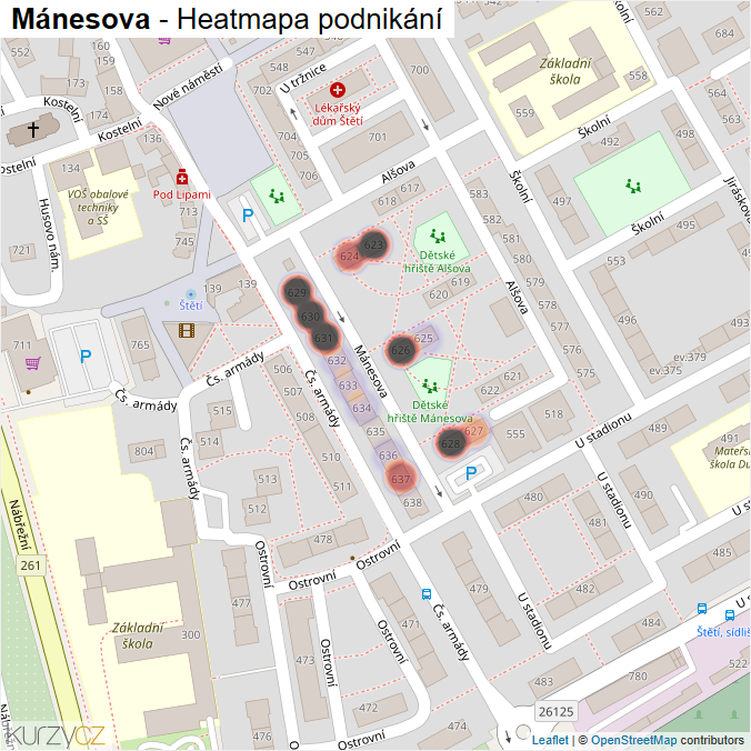 Mapa Mánesova - Firmy v ulici.