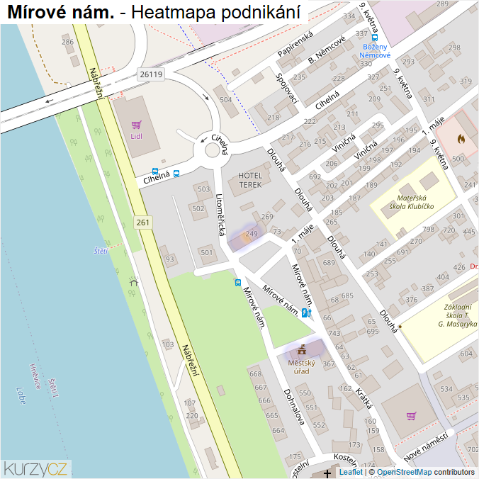 Mapa Mírové nám. - Firmy v ulici.