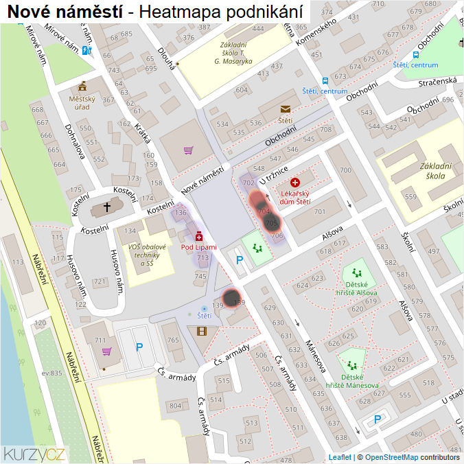 Mapa Nové náměstí - Firmy v ulici.