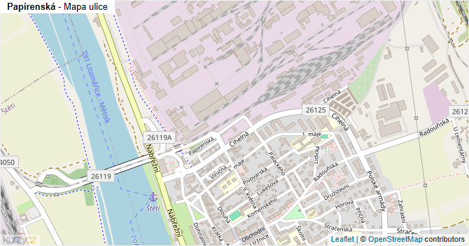 Papírenská - mapa ulice