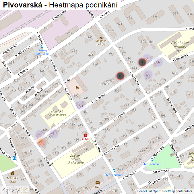 Mapa Pivovarská - Firmy v ulici.