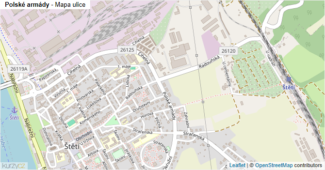 Polské armády - mapa ulice