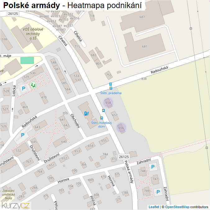 Mapa Polské armády - Firmy v ulici.