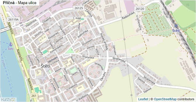 Příčná - mapa ulice