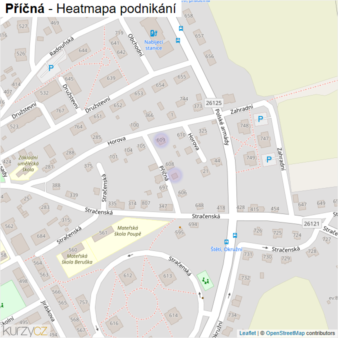 Mapa Příčná - Firmy v ulici.