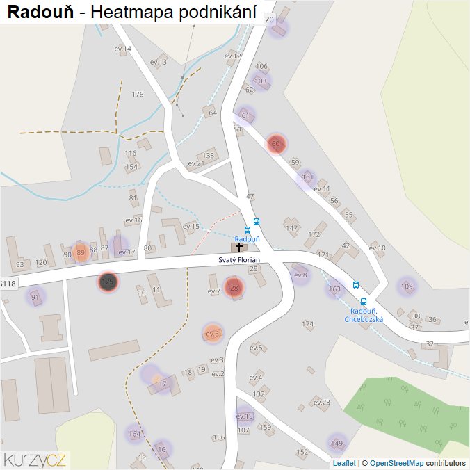 Mapa Radouň - Firmy v části obce.