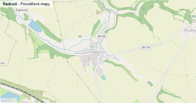 Radouň - záplavové mapy stoleté vody