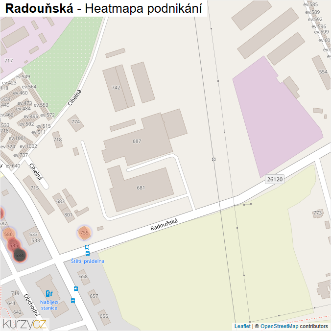 Mapa Radouňská - Firmy v ulici.