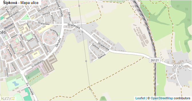 Šípková - mapa ulice