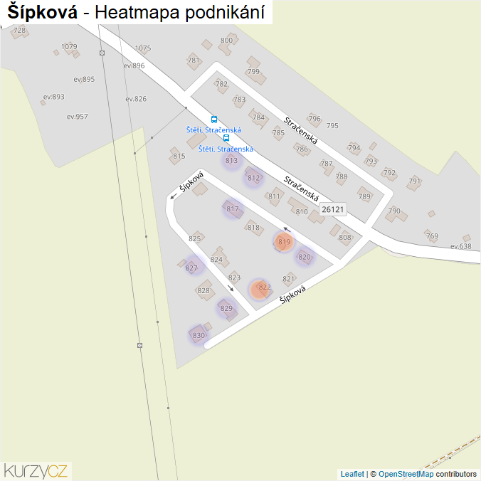 Mapa Šípková - Firmy v ulici.