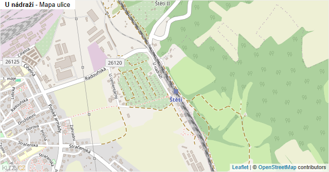 U nádraží - mapa ulice