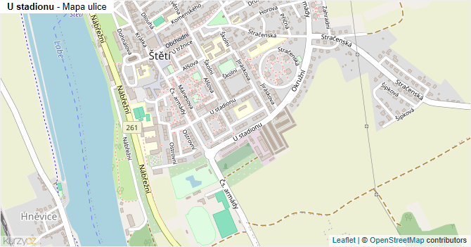 U stadionu - mapa ulice