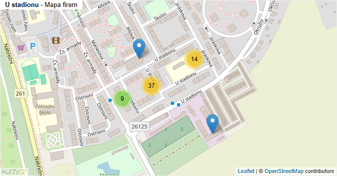 U stadionu - mapa firem