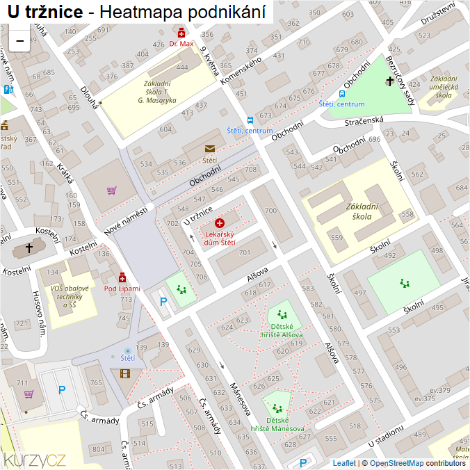 Mapa U tržnice - Firmy v ulici.
